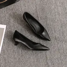 疲れにくい女性用 静音・滑り止めの黒い革製ワークシューズ【細ヒール・ソフトソール・ビジネス向け】