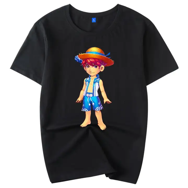 夢幻西游デザインのコットンTシャツ【天使の豚・青花瓷・フィット・半袖】