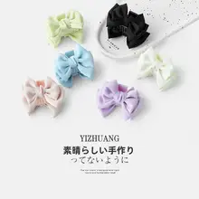 ブラックリボン付きプリンセスヘアクリップ【サイドバング用・小型・半束ね髪用】