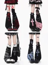 Y2K風格のデザインレッグウォーマー【チェーン模様・堆堆編み・女性用】