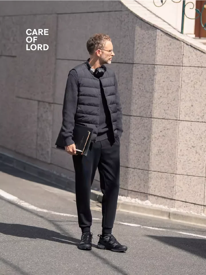 CAREOFLORD 男性用ウィンター ダウンベスト【着用可能な内側の羽毛・スリムフィットデザイン】