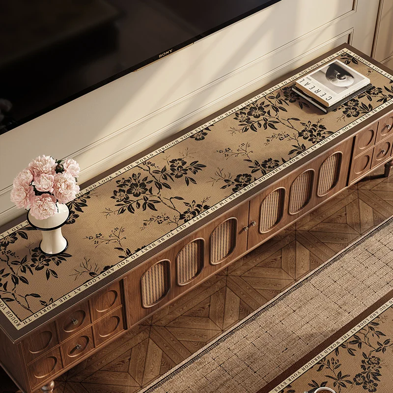 テレビ台 サイズ 45×200cmモデルの設置ガイド：長方形レザー製ボードの実際の使い方