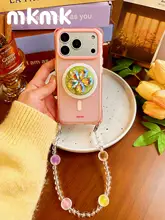 スマホケース キュート カラフル 花柄 回転スタンド マグネット式 斜め掛け チェーンストラップ ハンドル付き 四隅ストラップホール Huawei Mate 80 Pro P70 iPhone 16 18 Pro Max Xiaomi 17 対応