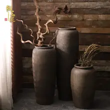 大サイズ ヴィンテージ 花瓶 生け花 モダン シンプル 陶器 手作り フロアポット