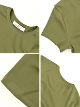 Marchnoon サテンボディのショートスリーブTシャツ【サステイナブルシルク・フィット・クルーネック・リブ編み】