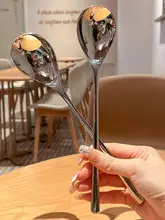 316ステンレス製 ロングハンドルスプーン【料理用・高級感・アイスクリーム用】