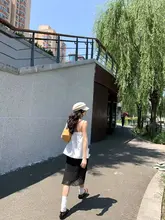 チェック柄の黒い女性用ハイウエストスカート【直筒デザイン・夏用・軽やか】（セットアップ対応）