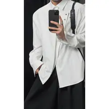 長袖シャツ メンズ デザイン襟 ヴィンテージ ルーズ シンプル 上品 カジュアル