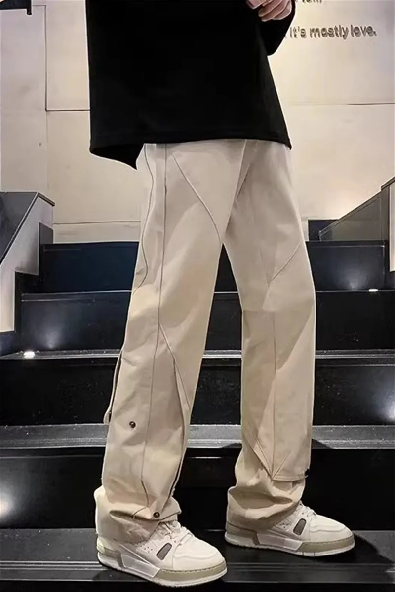 カジュアルな印象のワイドパンツ【春秋用・高街スタイル・ストリートデザイン】
