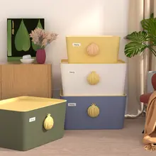 マカロンカラー収納ボックス【蓋付き・プラスチック製・子供部屋用・衣類整理】