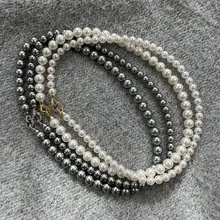 灰色真多麻パールネックレス【女性用・秋冬・エレガントデザイン】