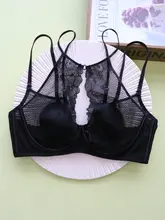フランス風 セクシーレース 超薄型クリスタルカップ ブラジャー【ソフトワイヤー・バストアップ・美背設計】