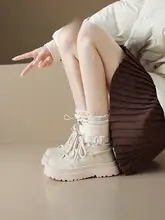 真皮製女性用防滑厚底雪地靴【冬用・ショートブーツ】