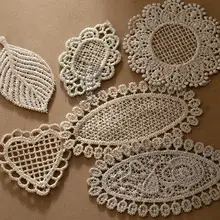 金糸刺繍の水溶性布用アップリケ【ローズゴールド・レース・装飾用】