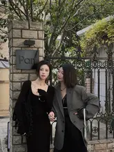 オーストラリア輸入 高級メリノウールのチェック柄ロングジャケット【ゆったりとしたフィット・女性用】