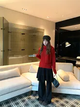可愛いデザインのスカートとパンツの融合！したスタイルの女性用カジュアルパンツ（セットアップ対応）