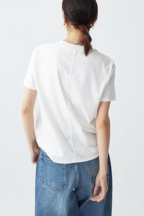 IACHOE 長綿コットン ラウンドネック短袖Tシャツ【夏用・分割デザイン・肌触りの良い素材】