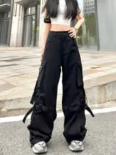 ユニセックス ストリートダンス用 ワイドレッグカーゴパンツ【レッド・機能的束脚デザイン】