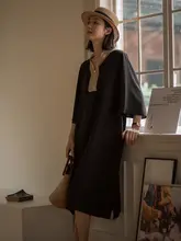 女性用ワイドスリーブシフォンドレス【ネット襟・コントラストカラー・春夏用】（セットアップ対応）