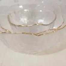 日式ハンマー模様の金縁クリアマットガラス大サラダボウル【フルーツ・デザート用】