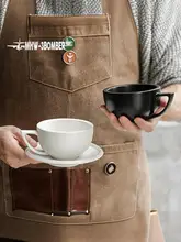 シンプルなデザインのラテアート用陶器コーヒーカップとソーサーセット【極上の柔らかさ・二百八十ミリリットル】（セットアップ対応）