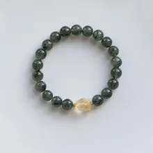 新中式デザインの緑色水晶と黄塔晶のブレスレット【925銀製・芸術的な贈り物】