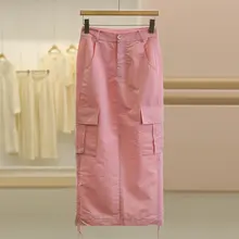 デザイン性のあるハイウエストフィット タイトスカート【春夏用・フリルディテール】（セットアップ対応）