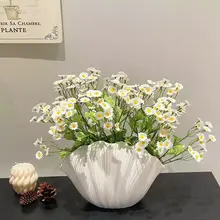 シェルデザインの陶器風花瓶【インテリア装飾用・高級感あり・チューリップドライフラワー用】