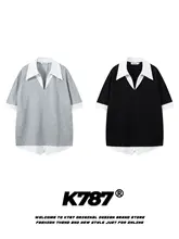 アメリカンビンテージ風の半袖Tシャツ【ユニセックス・ゆったりシルエット・カジュアル通勤】（セットアップ対応）