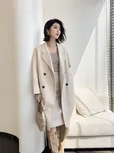クラシックなコクーンシルエットのダブルフェイスウールコート【中丈・女性用・小柄向け】