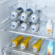 冷蔵庫用 ドリンク収納ボックス【ビール・コーラ缶・ワイン用・回転式・透明】