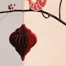 華やかな折り紙の赤い小さなお Lantern【新年装飾・リビング玄関用・壁面飾り】