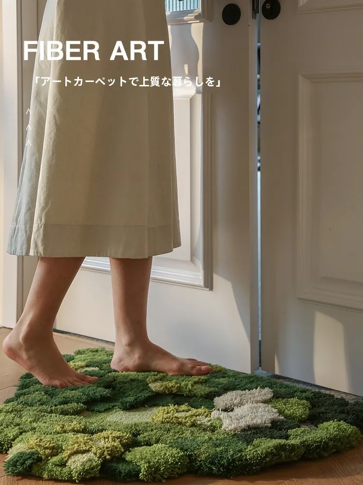北欧風 手作りラグマット タイプ：苔の森デザインの実用性と空間適応性