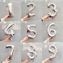 16インチ数字アルミ風船【金・銀・誕生日パーティー装飾用】