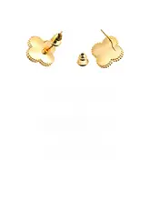 パール風 四葉クローバーイヤリング【春のロマン・滴油デザイン・銅製ゴールドメッキ・S925シルバーピン】