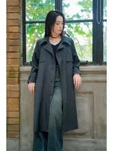 エレガントな復古風トレンチコート【女性用・ミディアム丈・膝下・高級感】