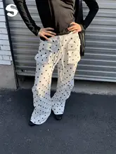 春季用ドット柄ホワイトカジュアルパンツ【ストレート・ワイドレッグ・女性用】（セットアップ対応）