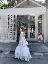 不規則な花柄チュールスカート【フレンチデザイン・Aライン・ボリューム感】