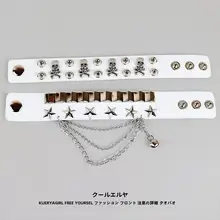 PUレザー製 パンクスタイルのスカルブレスレット【ワイドデザイン・ストリートダンスアクセサリー】
