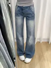 レディース ヴィンテージ風ストレートデニムパンツ【秋用・ハイウエスト・大きいサイズ】