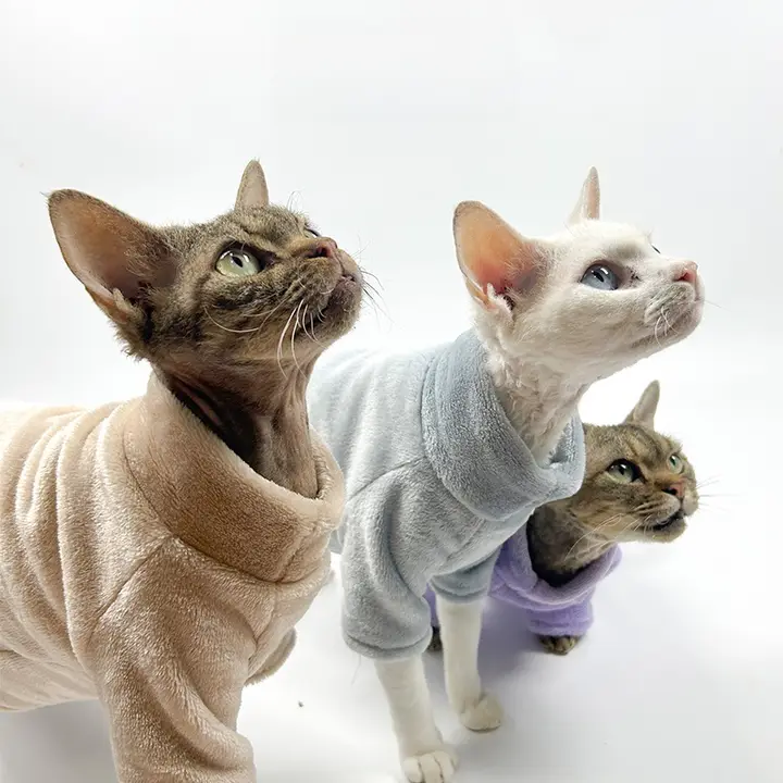 JELU 無毛猫用秋冬服【スフィンクス・ダブルフェイスフリース・柔らかく保温性に優れたデザイン】
