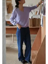 カジュアルストレートデニムパンツ【レディース・深藍・通勤用】