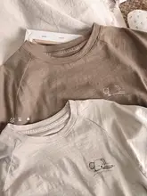 考拉プリント 竹節コットン 半袖Tシャツ【子供用・夏用・ゆったり着用】