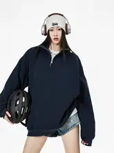 春用 レディース ハーフジップ センスの良い立ち襟スウェットシャツ【フィット・カジュアルデザイン】