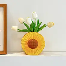 クリエイティブなひまわりの花瓶オブジェ【チューリップ アレンジ・リビングルーム用・高級感・おしゃれなインテリア】