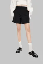 春秋用 美しいメリノウール切替高腰ショートパンツ