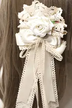 生成色のレース手作りリボンヘアアクセサリー【ロリータ風・バラのデザイン】