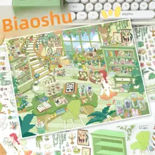 癒し系の3D立体ミニチュアハウスステッカー【アートコラージュ用・手作りデザイン】