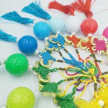カラフルなゴルフ中国結びボールストラップ【ホルダー付き・赤いギフトボックス】