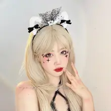 白色猫耳ヘッドバンド【ハロウィン・可愛い・個性的な撮影小道具】